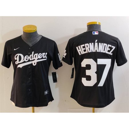 Women's Los Angeles Dodgers #37 Teoscar Hernandez Black Stitched Jersey