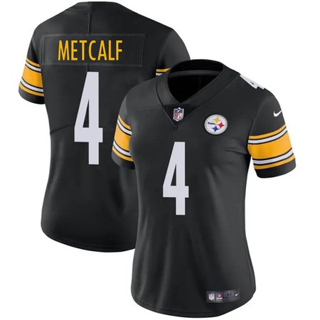 Women's Pittsburgh Steelers #4 DK Metcalf 2025 Black Vapor Stitched Football Jersey