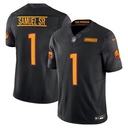 Men's Washington Commanders #1 Deebo Samuel Sr Black 2025 F.U.S.E Vapor Limited Stitched Football Jersey