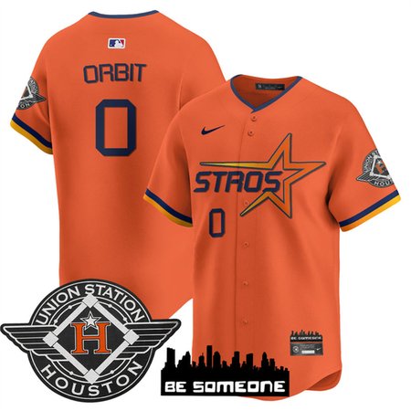 Youth Houston Astros #0 Orbit Orange 2025 City Connect Limited Stitched Baseball Jersey