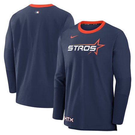 Men's Houston Astros Navy 2025 City Connect Authentic Collection Lightweight Player Tri-Blend Performance Long Sleeve T-Shirt