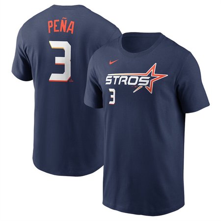 Men's Houston Astros #3 Jeremy Pena Navy 2025 City Connect Fuse Name & Number T-Shirt