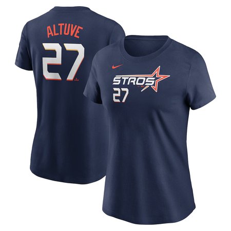 Women's Houston Astros #27 Jose Altuve Navy 2025 City Connect Fuse Name & Number T-Shirt