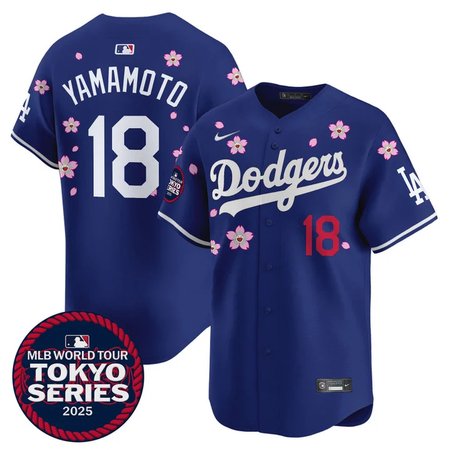 Youth Los Angeles Dodgers #18 Yoshinobu Yamamoto Royal Tokyo 2025 Cool Base Stitched Baseball Jersey