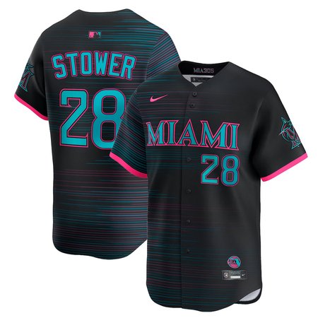 Youth Miami Marlins #28 Kyle Stowers Nike Black 2025 City Connect Limited Jersey