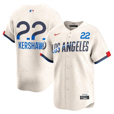 Men's Los Angeles Dodgers #22 Clayton Kershaw Cream 2024 City Connect Limited Player Jersey