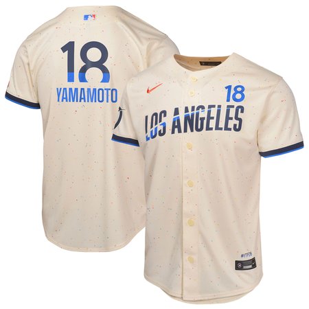 Youth Los Angeles Dodgers #18 Yoshinobu Yamamoto Cream 2024 City Connect Limited Player Jersey