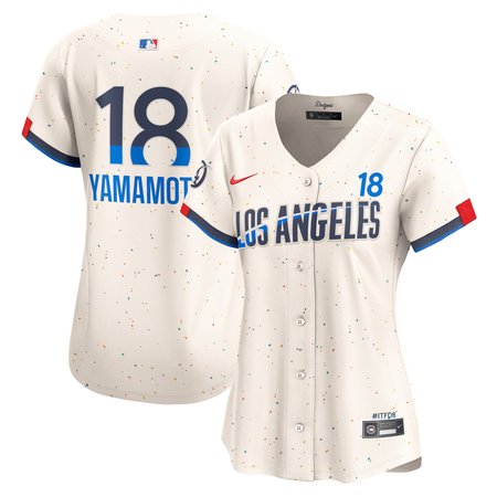 Women's Los Angeles Dodgers #18 Yoshinobu Yamamoto Cream 2024 City Connect Limited Player Jersey