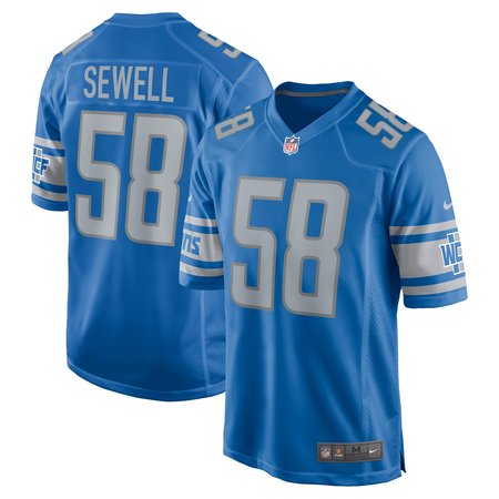 Men's Detroit Lions #58 Penei Sewell Blue Game Jersey