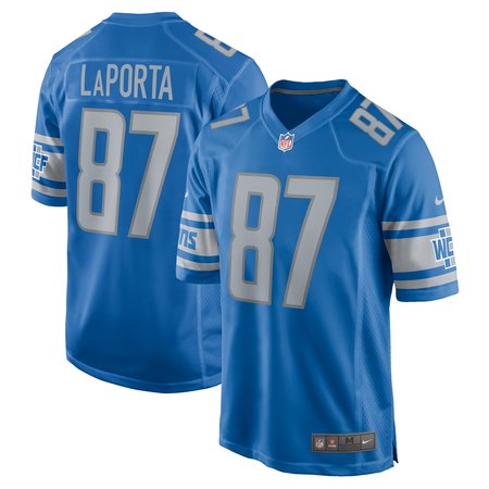 Men's Detroit Lions #87 Sam LaPorta Blue Team Game Jersey