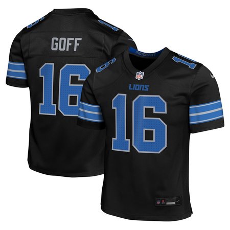 Youth Detroit Lions #16 Jared Goff Black Alternate Player Game Jersey