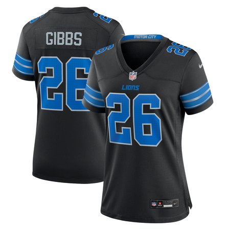 Women's Detroit Lions #26 Jahmyr Gibbs Black 2nd Alternate Game Jersey