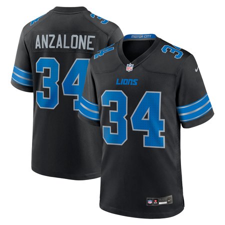 Men's Detroit Lions Alex Anzalone Black 2nd Alternate Game Jersey