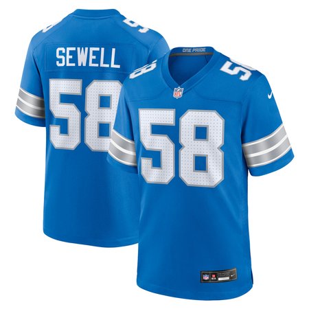 Men's Detroit Lions #58 Penei Sewell Blue Game Jersey