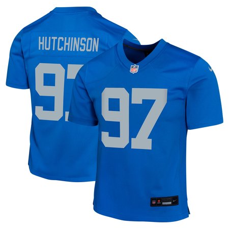 Youth Detroit Lions #97 Aidan Hutchinson   Blue Alternate Game Jersey