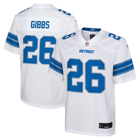 Youth Detroit Lions #26 Jahmyr Gibbs White Player Game Jersey