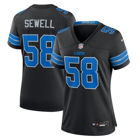 Women's Detroit Lions #58 Penei Sewell Black 2nd Alternate Game Jersey