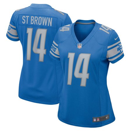 Women's Detroit Lions #14 Amon-Ra St. Brown Blue Game Player Jersey