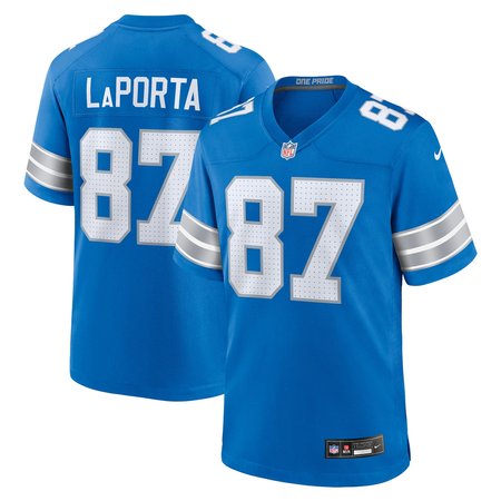 Men's Detroit Lions #87 Sam LaPorta Blue Game Jersey