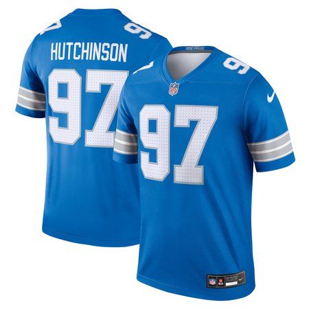 Men's Detroit Lions #97 Aidan Hutchinson Blue Legend Jersey