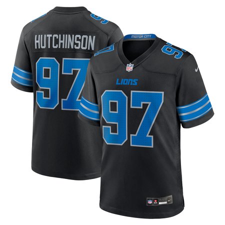 Men's Detroit Lions #97 Aidan Hutchinson Black 2nd Alternate Game Jersey