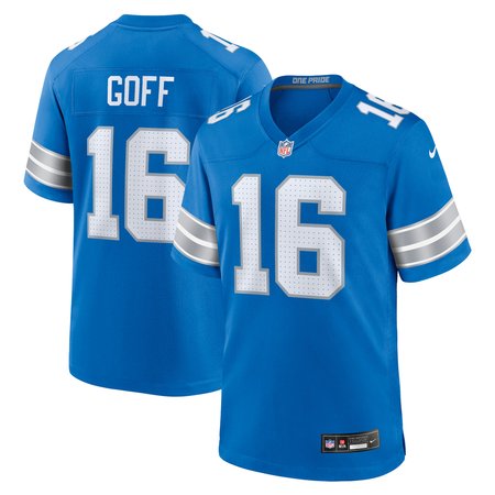 Men's Detroit Lions #16 Jared Goff Blue Game Jersey