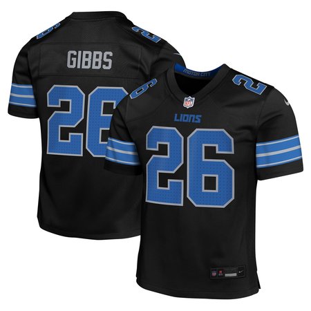 Youth Detroit Lions #26 Jahmyr Gibbs Black Alternate Player Game Jersey