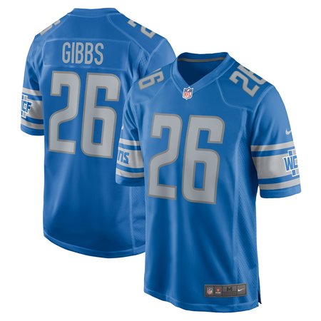 Men's Detroit Lions #26 Jahmyr Gibbs Blue 2023 NFL Draft First Round Pick Game Jersey