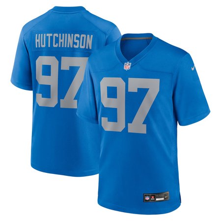 Men's Detroit Lions #97 Aidan Hutchinson   Blue Alternate Game Jersey