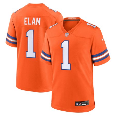 Men's Denver Broncos Jason Elam Orange Mile High Collection 1977 Throwback Retired Player Game Jersey