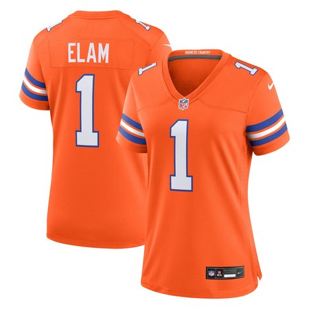 Women's Denver Broncos Jason Elam Orange Mile High Collection 1977 Throwback Retired Player Game Jersey