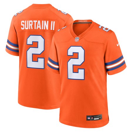 Men's Denver Broncos Patrick Surtain II Orange Mile High Collection 1977 Throwback Player Game Jersey