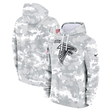 Youth Atlanta Falcons White/Gray 2024 Salute To Service Pullover Hoodie