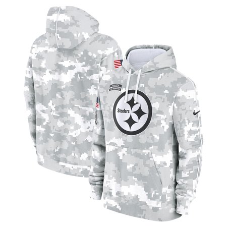 Youth Pittsburgh Steelers White/Gray 2024 Salute To Service Pullover Hoodie