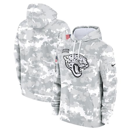 Youth Jacksonville Jaguars White/Gray 2024 Salute To Service Pullover Hoodie