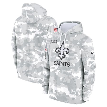 Youth New Orleans Saints White/Gray 2024 Salute To Service Pullover Hoodie