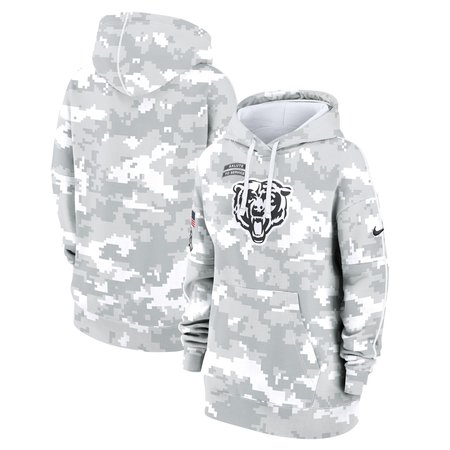 Women's Chicago Bears Arctic Camo 2024 Salute To Service Club Fleece Pullover Hoodie