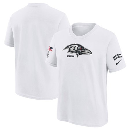 Youth Baltimore Ravens White 2024 Salute To Service T-Shirt