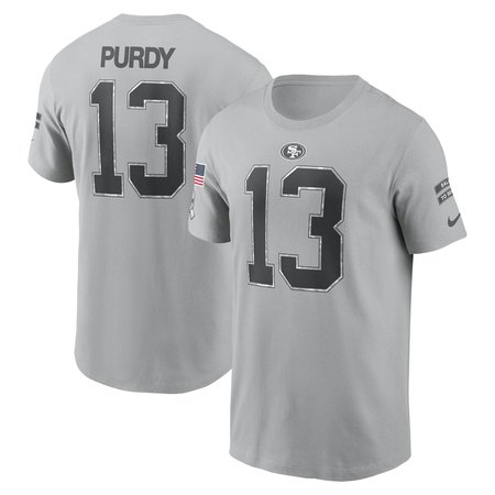 Men's San Francisco 49ers Brock Purdy Gray 2024 Salute To Service Name & Number T-Shirt