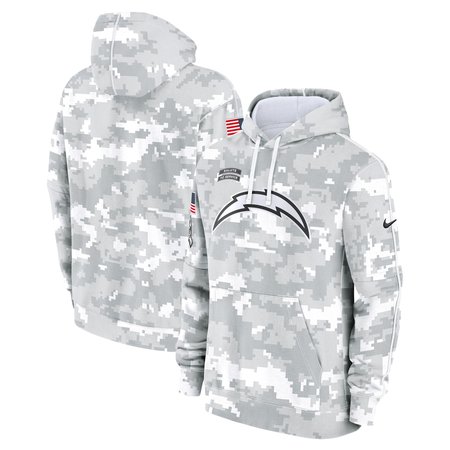 Youth Los Angeles Chargers White/Gray 2024 Salute To Service Pullover Hoodie