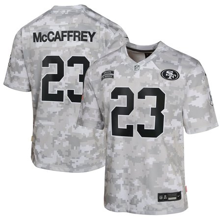 Youth San Francisco 49ers Christian McCaffrey Arctic Camo 2024 Salute to Service Game Jersey