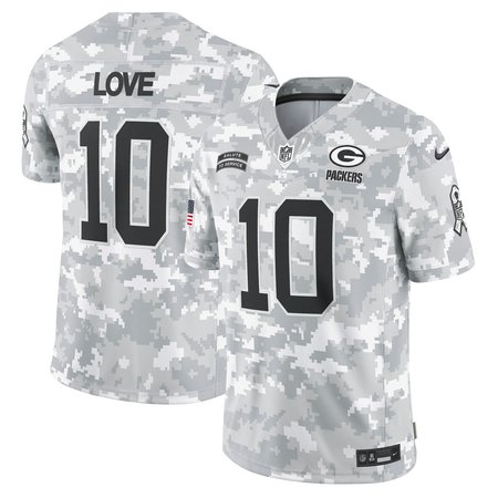 Men's Green Bay Packers #10 Jordan Love Arctic Camo 2024 Salute to Service Limited Jersey