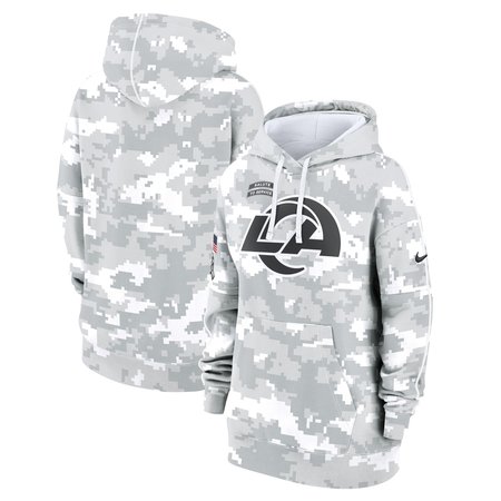 Women's Los Angeles Rams Arctic Camo 2024 Salute To Service Club Fleece Pullover Hoodie