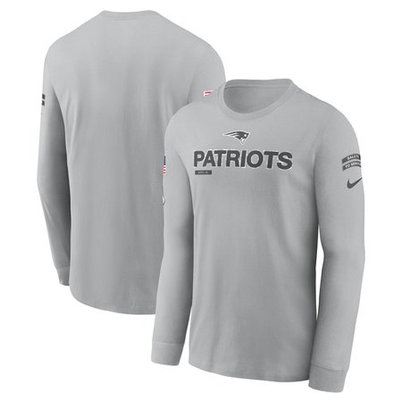 Men's New England Patriots Gray 2024 Salute To Service Long Sleeve T-Shirt