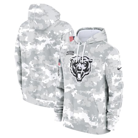 Youth Chicago Bears White/Gray 2024 Salute To Service Pullover Hoodie