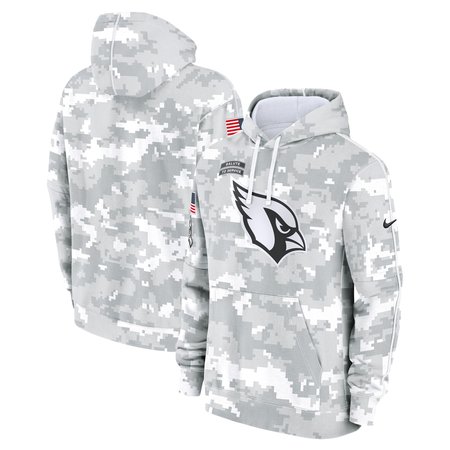 Youth Arizona Cardinals White/Gray 2024 Salute To Service Pullover Hoodie