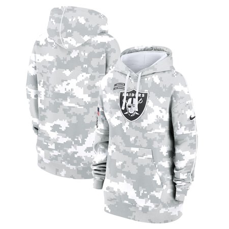 Women's Las Vegas Raiders Arctic Camo 2024 Salute To Service Club Fleece Pullover Hoodie