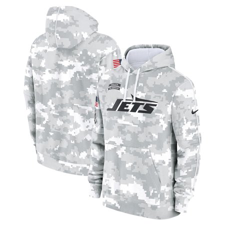 Youth New York Jets White/Gray 2024 Salute To Service Pullover Hoodie