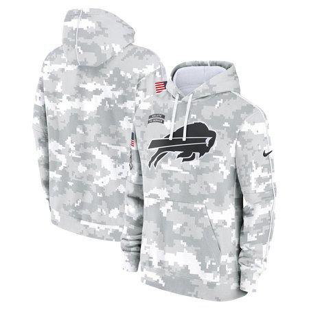 Youth Buffalo Bills White/Gray 2024 Salute To Service Pullover Hoodie