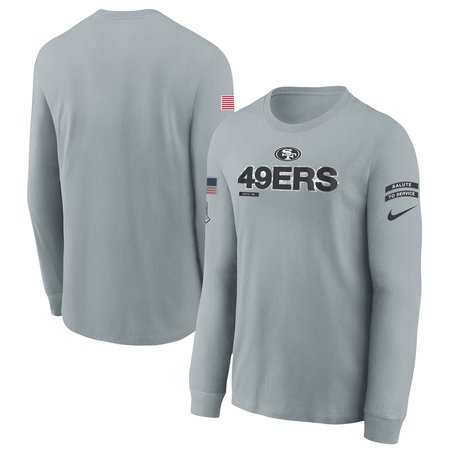 Youth San Francisco 49ers Gray 2024 Salute To Service Long Sleeve T-Shirt